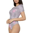 thumbnail image 2 of Haiem Pink Flamingo Women's Crew Neck Short Sleeve Bodysuit Tops Stretchy Slim Basic-X-Large, 2 of 9