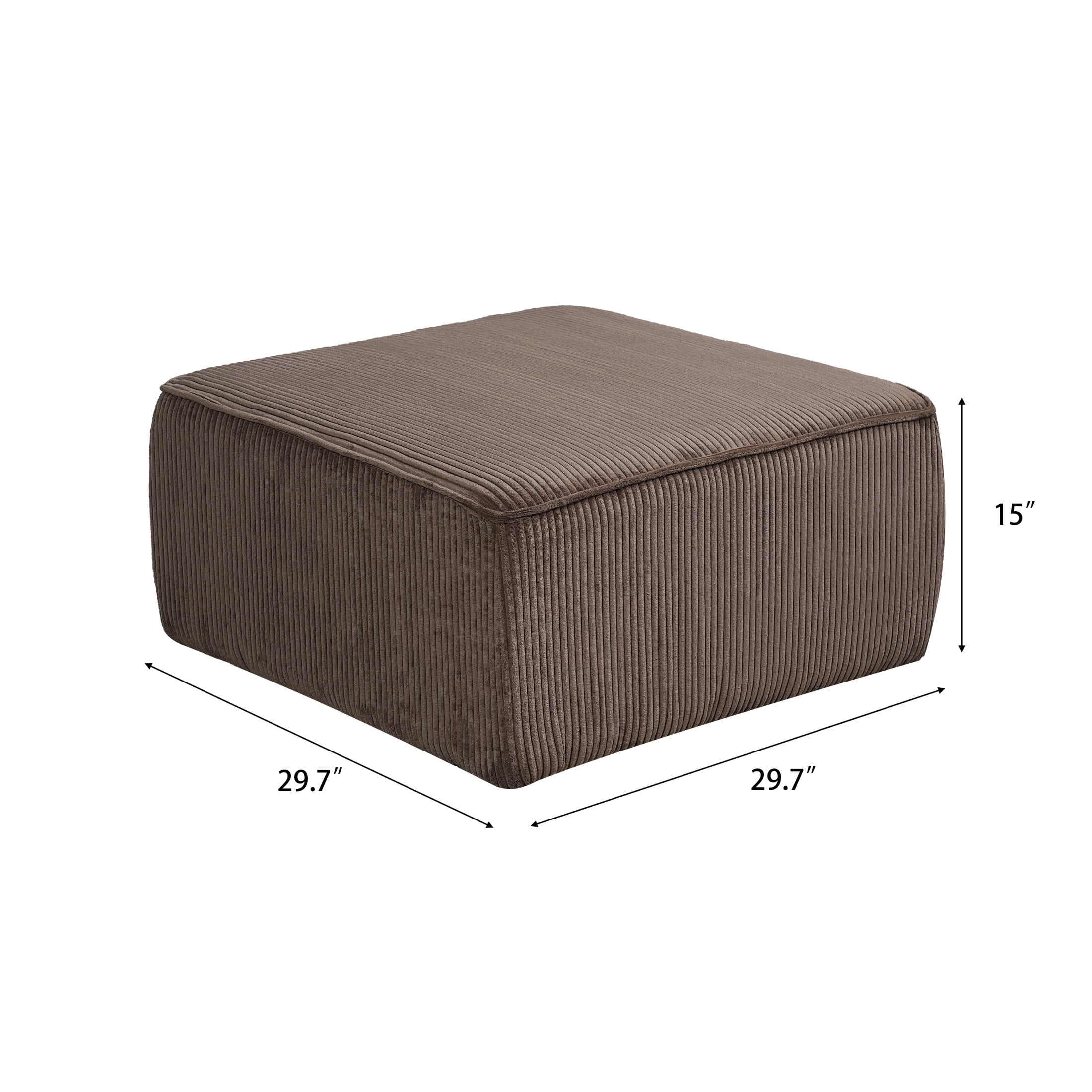Christopher Knight Home 29.7" Corduroy Upholstered Sectional Ottoman, Wood Frame, Brown