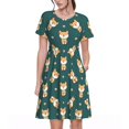 thumbnail image 1 of Easygdp Cute Shiba para Vestido Transpirable de Mujer, Vestido Suelto de Manga Corta con Pliegues y Bolsillos para el Verano, 1 of 6