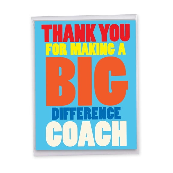NobleWorks Big Thank You Greeting Card (Coach, Team) 8.5 x 11 Inch with Envelope (1 Pack) Large Jumbo Big Difference Coach J8159TYG-US