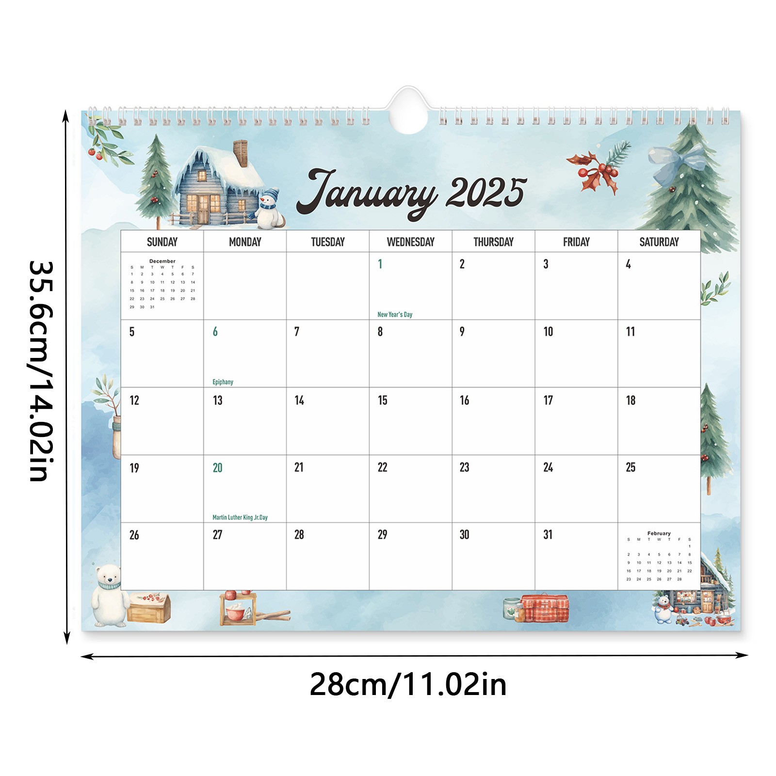 Zhourta 2025 Wall Calendar 12 Months from January 2025 to December 2025