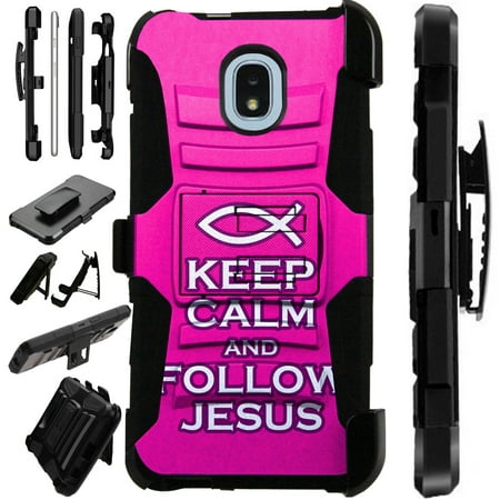 Compatible LG Escape Plus | Journey LTE | Arena 2 | K30 (2019) Hybrid LuxGuard Holster Phone Case Cover (Pink Follow Jesus)
