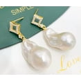 thumbnail image 4 of K-KED Natural 12-13mm White Edison Pearl Earrings 925S Gold Plated Earrings-Earrings-Gold, 4 of 9