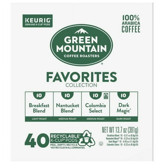 Green Mountain Coffee Roasters Favorites Collection Single-Serve K-Cup Pods Variety Pack, for use with Keurig Coffee Makers, 40 Count