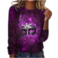 thumbnail image 2 of Cavosen Carnival Women's Long Sleeve Tops and Blouses Mardi Gras Mask Graphic Print Shirts Crewneck Party Festival Tops Casual Fashion Holiday Blouse Dressy Party Funny Tees Purple 4XL, 2 of 4