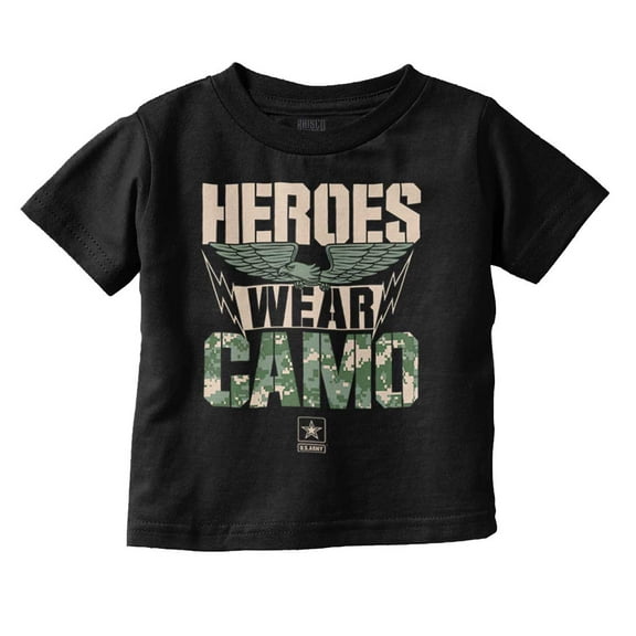 US Army Logo Heroes Wear Camo Eagle Toddler Boy Girl T Shirt Infant Toddler Brisco Brands 12M