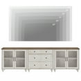 thumbnail image 4 of WAMPAT 100-Inch TV Stand, Entertainment Center with Glass Door & Drawer, 3-in-1 TV Console Table for 75/80/85/90-Inch TVs, Kitchen Sideboard Buffet Cabinet for Dining Room, Rustic White, 4 of 9