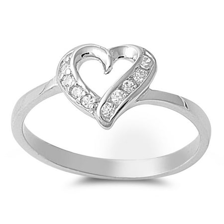 All in Stock - Heart Cubic Zirconia Ring Sterling Silver 925 - Walmart.com