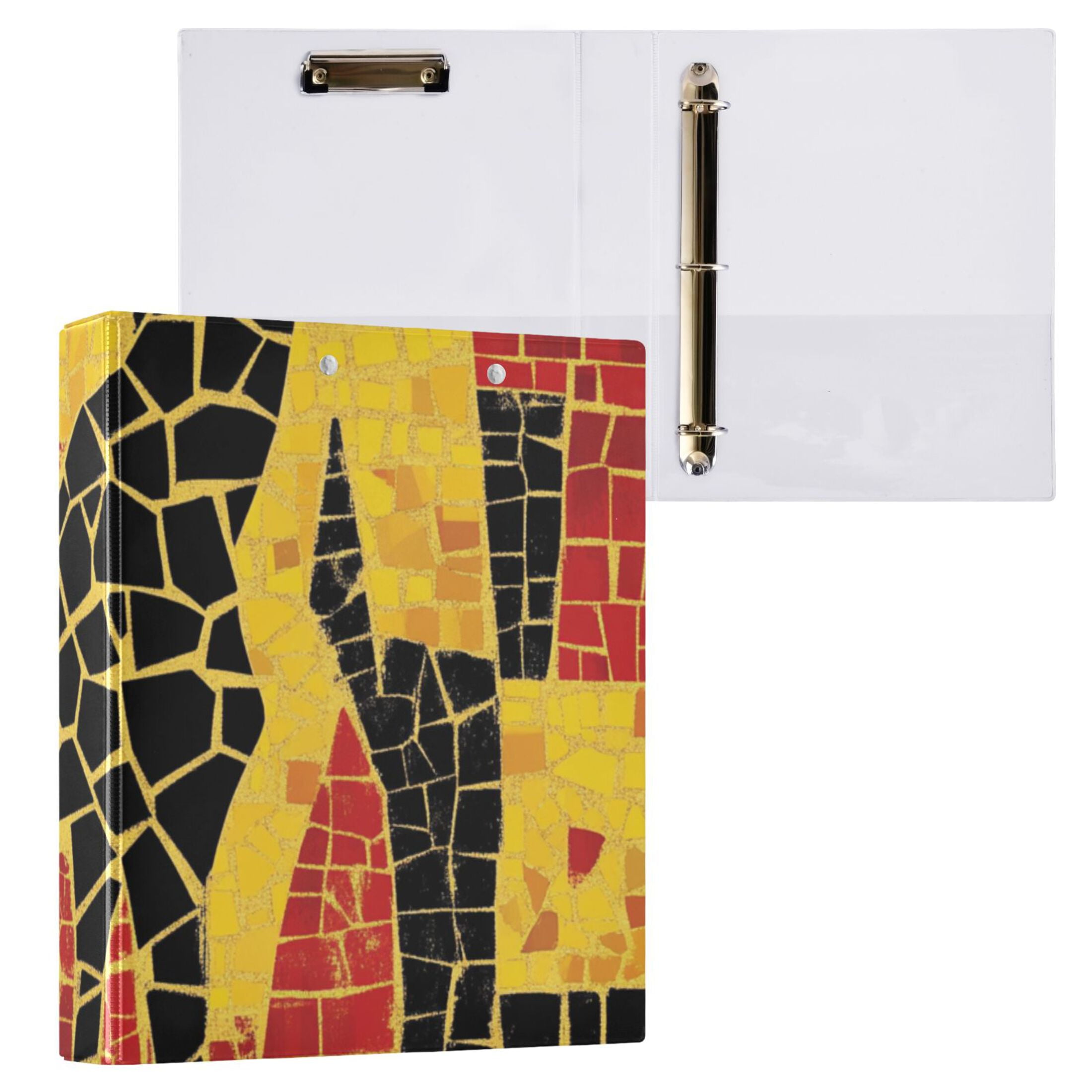 Giraffe Graffiti Colorful 3 Ring Binders 1.5 inch Hardcover File Folders with Interior Pockets A4 Size Organizer for School Office Hospital