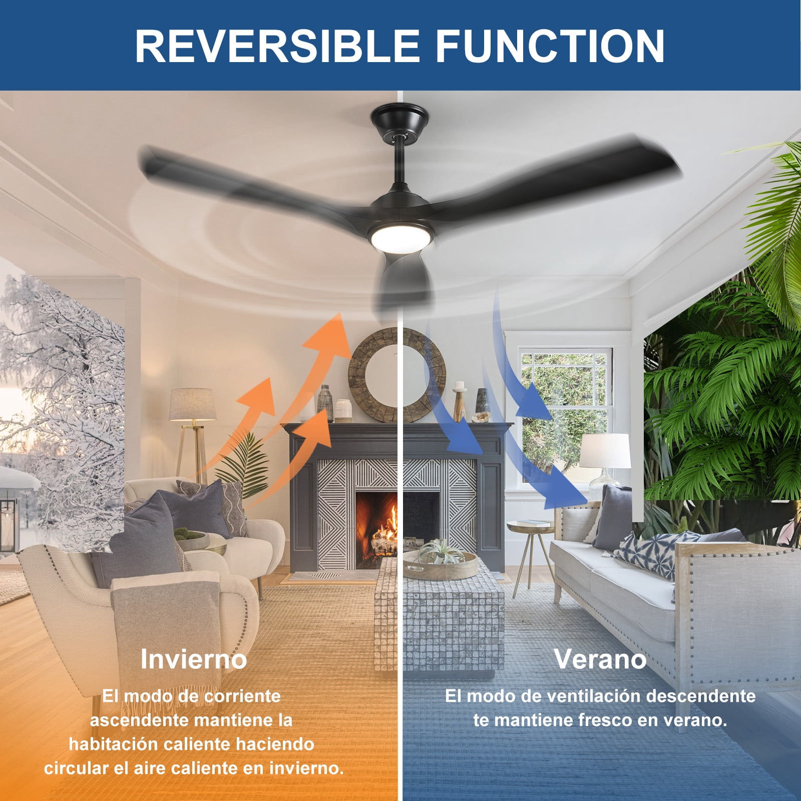 DingLiLighting Modern Ceiling Fan with Lights: 52-Inch Black Flush Mount Ceiling Fan with Remote APP Control - Dimmable 3-Blade Fans for Indoor Outdoor 24W 3CCT Dimmable Timer DC Motor