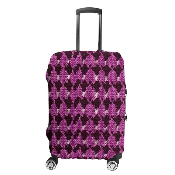 Luggage Bag Cover Is Durable And Washable It Has Double Stitching On All Sides There Are Two Openings On The Top For Travel Small Magenta Houndstooth_1