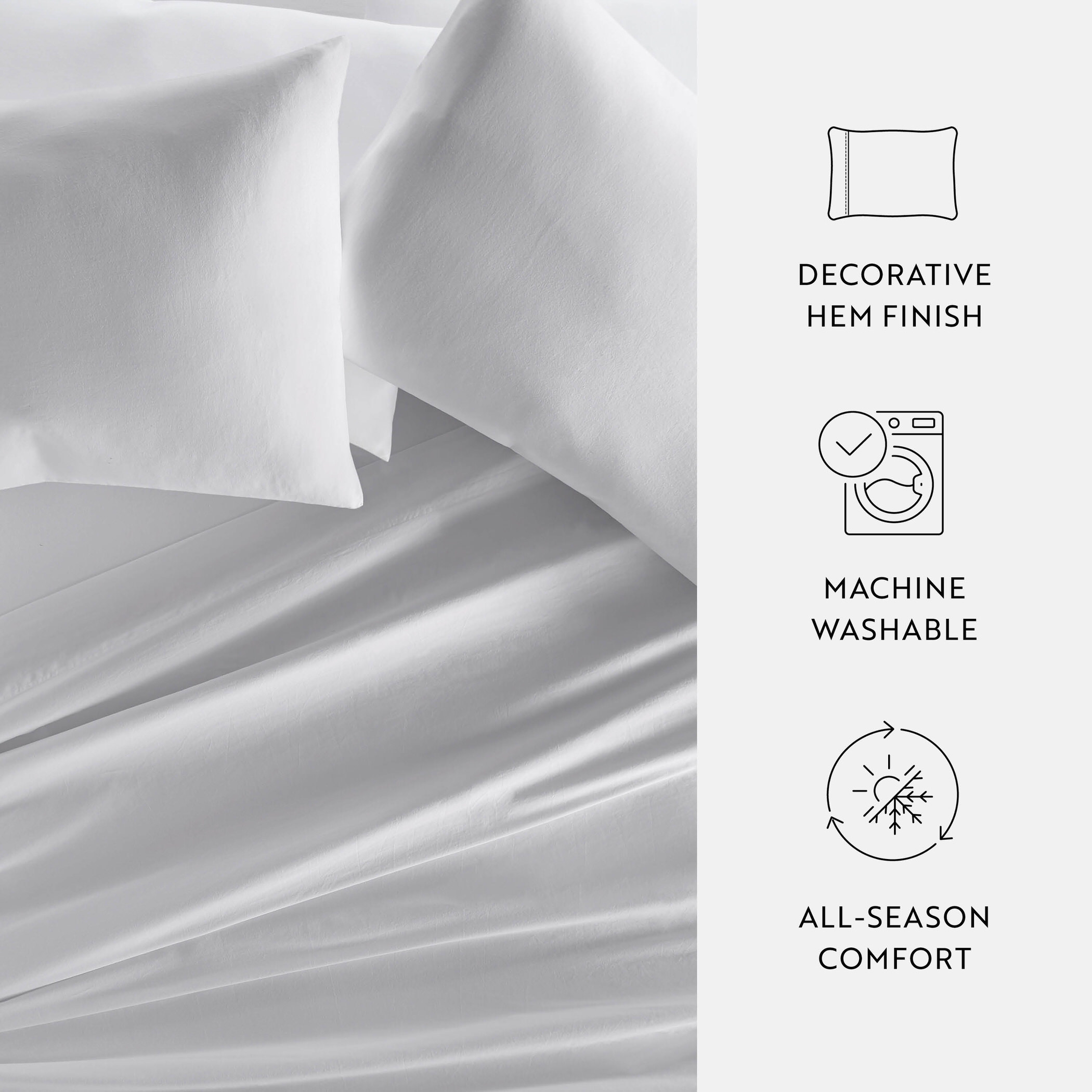 Light Gray 300TC Cotton Cooling Pillow Case Set, Standard/Queen, by Noble Linens
