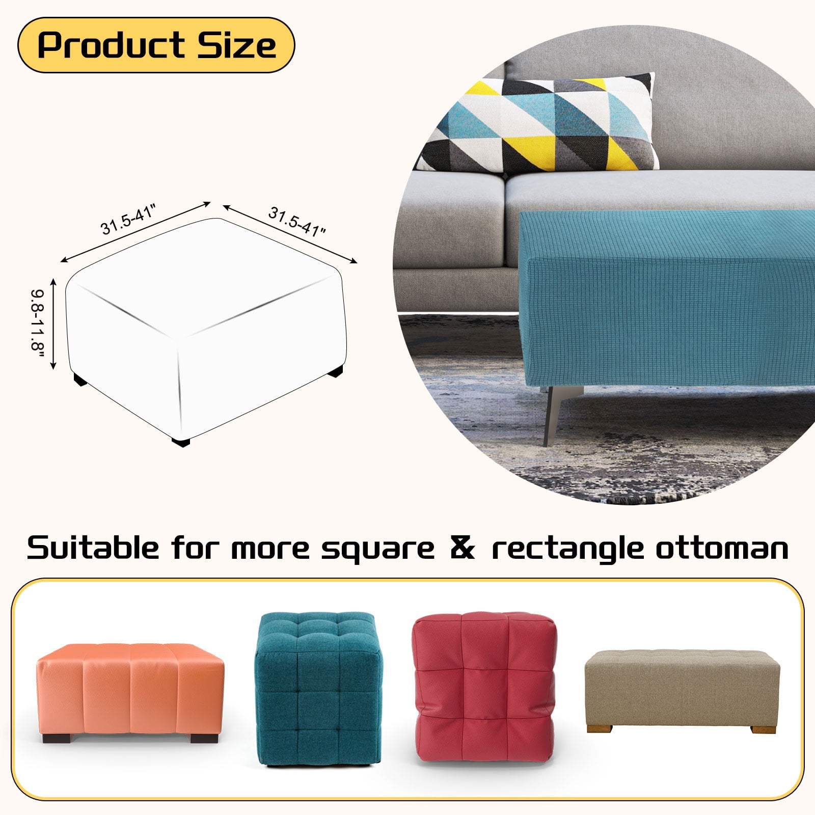 Unique Bargains Stylish Square Jacquard Slipcover Dark Blue 31.5"–40.6" x 13.8"–17.7"