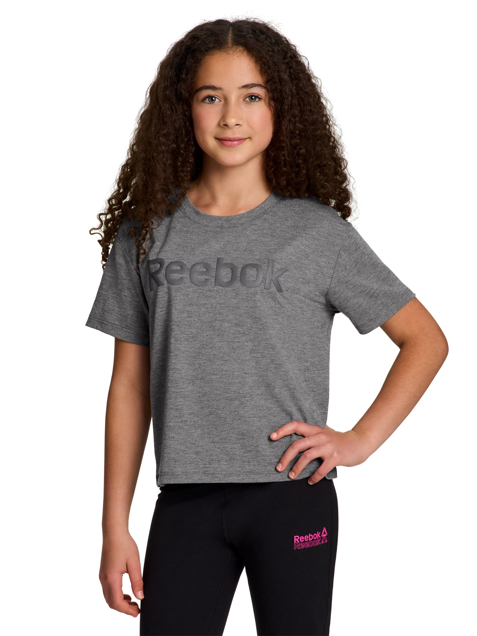 Reebok Girls Relay Slinky Jersey Cropped Short Sleeve T-Shirt, Sizes 4-18