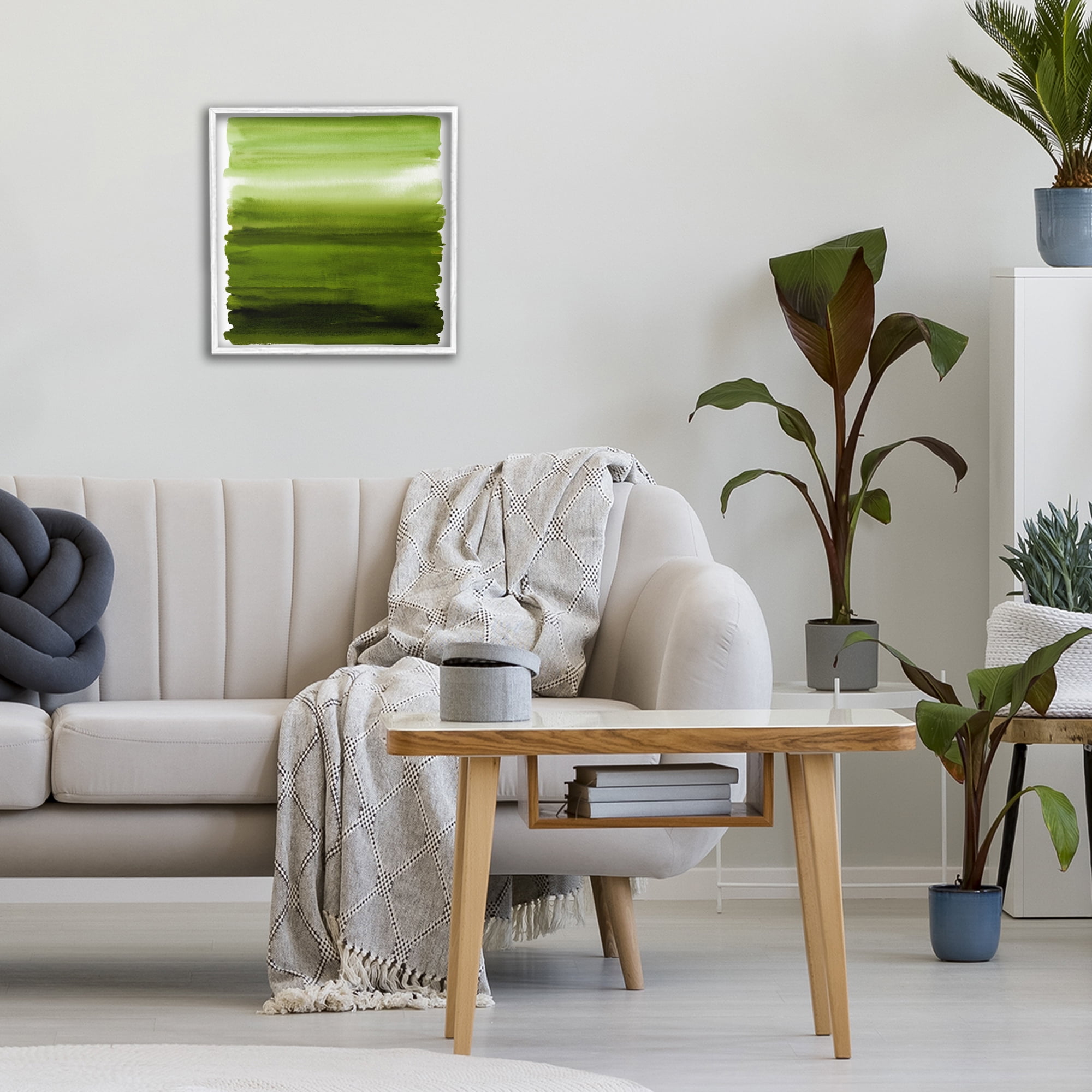 Stupell Industries Earthy Green Ombre White Framed Giclee Art, design by Allie Corbin