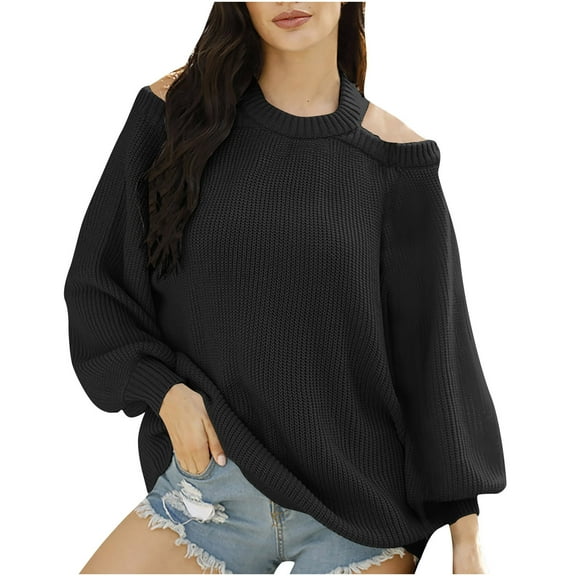 AXXD Womens Shirts Black Basic Summer 2024 Trendy Color Long Sleeve Pullove Shirt Sweater Tops