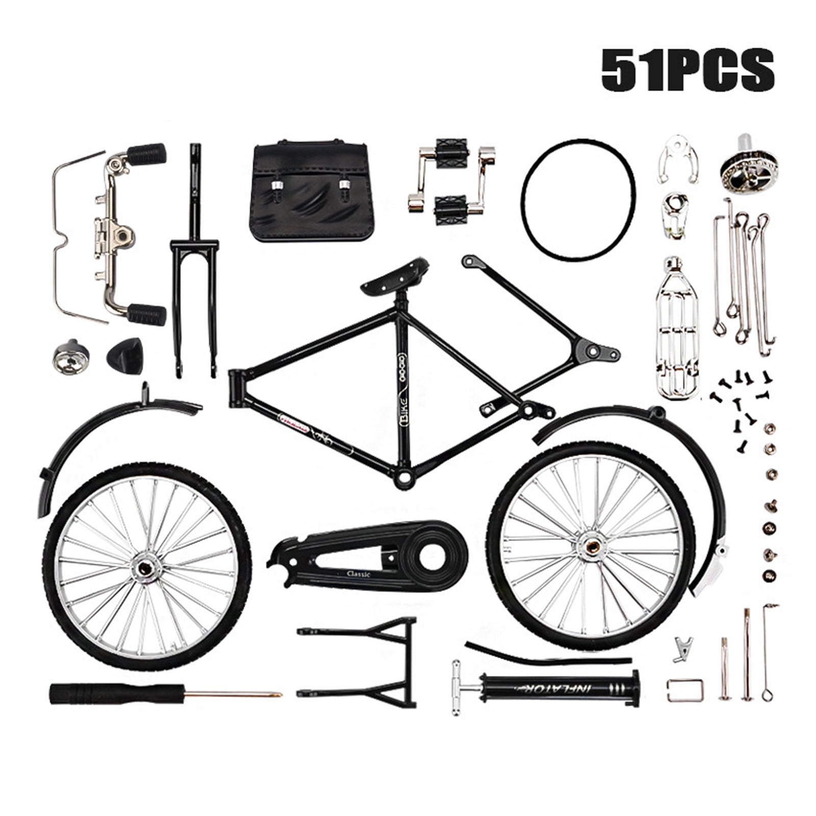 NeveLance DIY 28 big bar men's bicycle with pump metal model large collection toy black DIY bottomless sit