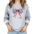 thumbnail image 2 of USA Bow Sweatshirt for Women Teens & Kids Trendy 4th of July Crewneck Gray Sweatshirt Adult Medium, 2 of 4