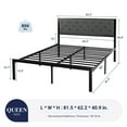 thumbnail image 7 of Allewie Queen Size Metal Platform Bed Frame with Diamond-Tufted Fabric Headboard, Dark Grey, 7 of 7