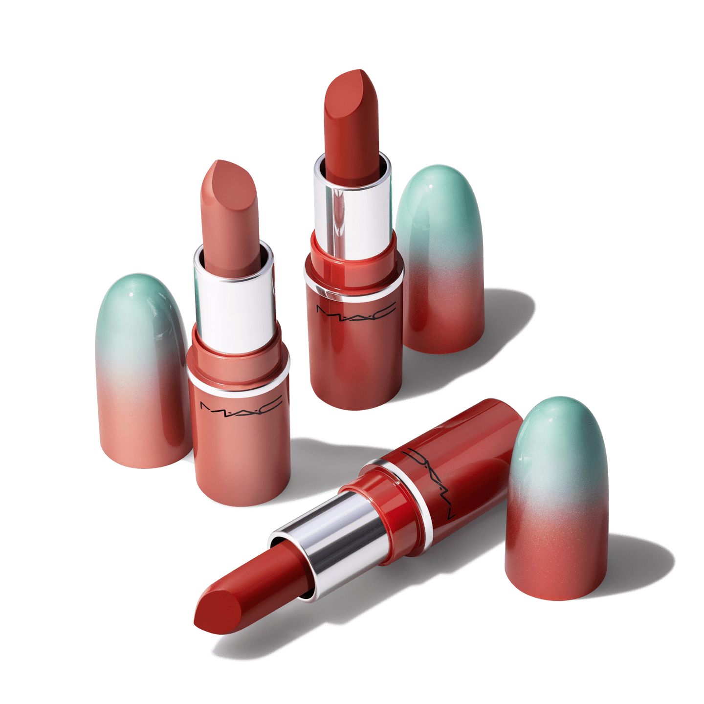 Mac Mini Lustreglass Lipstick Trio Set- Nude Neutral - Spice it up & Thanks, its Mac & Business Casual 0.05oz Each