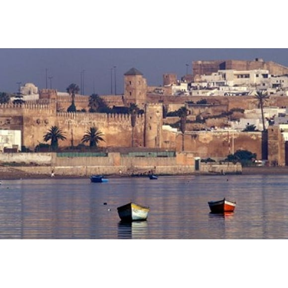 Fishing Boats with 17th century Kasbah des Oudaias, Morocco Poster Print by John & Lisa Merrill (36 x 24)