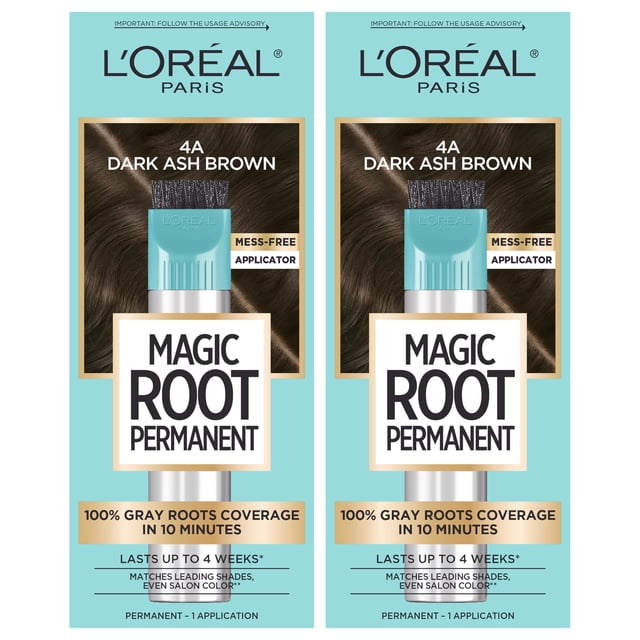 Tinte de pelo L'Oréal Paris Root Rescue Dark Ash Brown 4A, paquete de 2