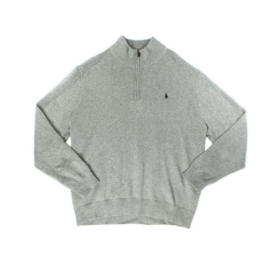 Ralph Lauren Mens Quarter Zip Knit Sweater, Grey, Big 3X