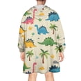 thumbnail image 2 of Wearable Oversized Blanket,Beige Toned Dinosaur and Palm Tree Pattern Wearable Blanket Hoodie for Adults,Cozy Hooded Blankets with Super Pockets,Super Warm Fuzzy Pullover for Women & Men, 2 of 6