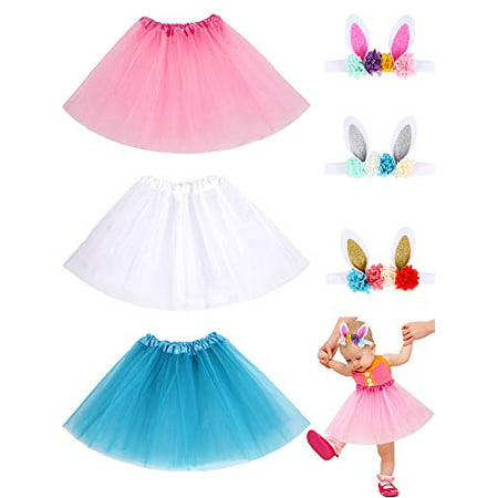 6 Pieces Kids Costume Accessory Set Girls Ballet Tutu and Bunny Headband for Birthday Theme