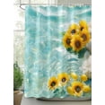 thumbnail image 2 of Country Summer Shower Curtain, Watercolor Lake Lemon Sunflower Bathroom Decor Curtains Set with Hooks, Gold Blue Waterproof Fabric Home Accessories， Stall 36 X 72 Inch, 2 of 6
