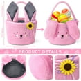 thumbnail image 2 of Easter Basket, Bunny Easter Baskets with Cute Rabbit Ears Stripe, Easter Gift Baskets (Plush-Pink), 2 of 13