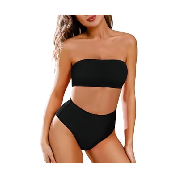 Women's Removable Strap Wrap Pad Cheeky High Waist Bikini Set Swimsuit