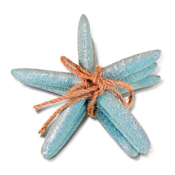 Puzzled Turquoise Starfish Decor Set - Cute Beach Decorations For Home, Stylish Resin Nautical Decor Coral Reef Starfish Tabletop Centerpieces, Star Fish Shells for Crafts, Ocean Decor - 3 Pieces