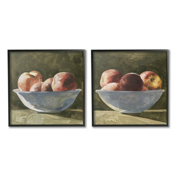 Stupell Industries Bowls of Apples Food & Beverage Painting Black Framed Art Print Wall Art, 12 x 12, Set of 2