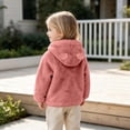 thumbnail image 6 of MKOSPLRT Girls Hooded Jacket Fuzzy Fleece Hoodie 12Months-5Years Winter Warm Solid Color Teddy Coat Zip-up Bear Ear Outerwear with Pocket, 6 of 8