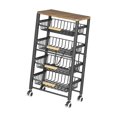 thumbnail image 4 of Carro utilitario rodante de 5 niveles, cajón extraíble multifuncional, organizador de almacenamiento de acero al carbono, gran capacidad para armario, 4 of 7