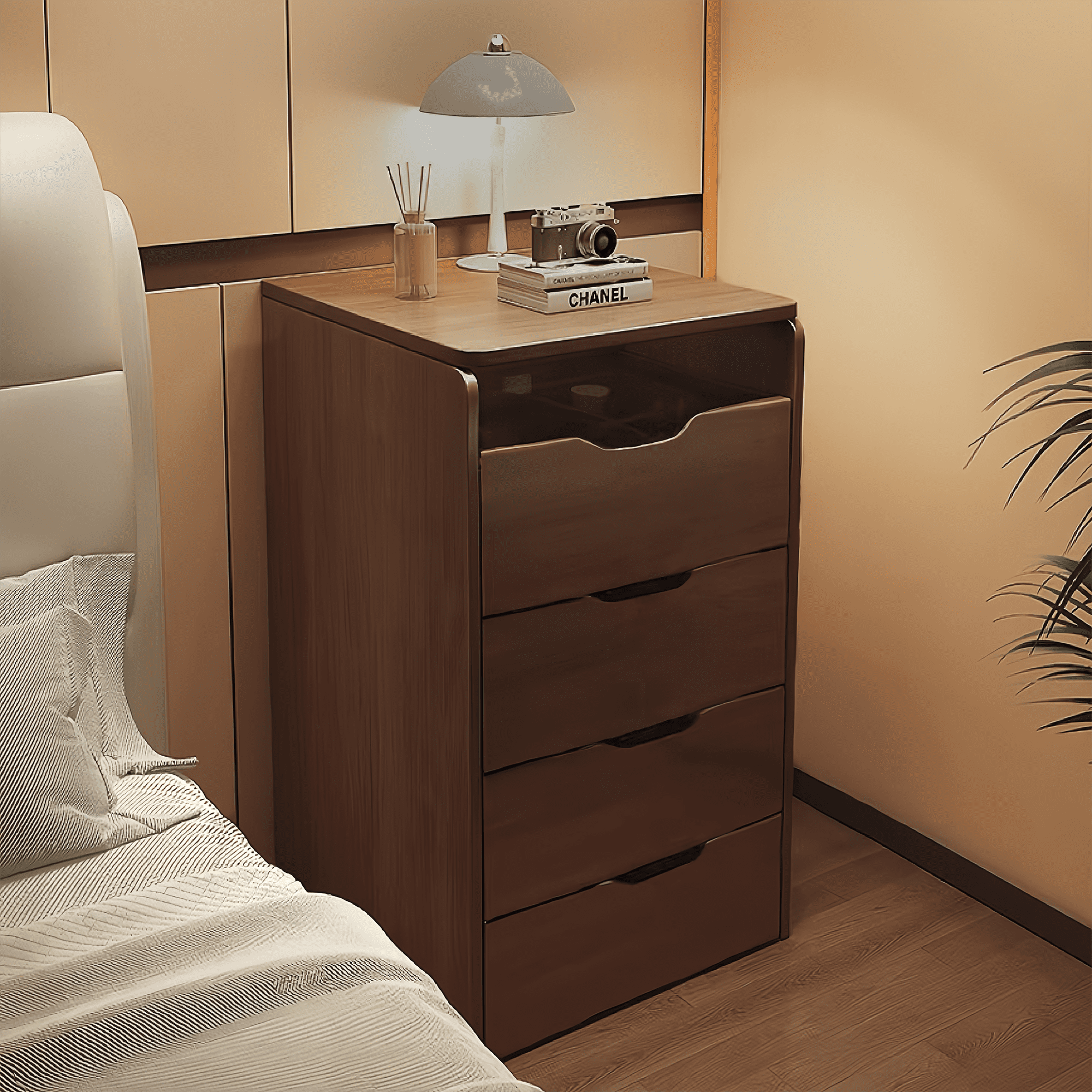 Miniyam Vanity Desk with Lighted Flip Mirror, Drawers & Stool, Makeup Table for Adults, Walnut