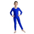 thumbnail image 2 of Aislor Kids Girls Long Sleeve Bodysuit Full Body Unitard Ballet Dance Gymnastics Leotard Dancewear Royal Blue 7-8, 2 of 7