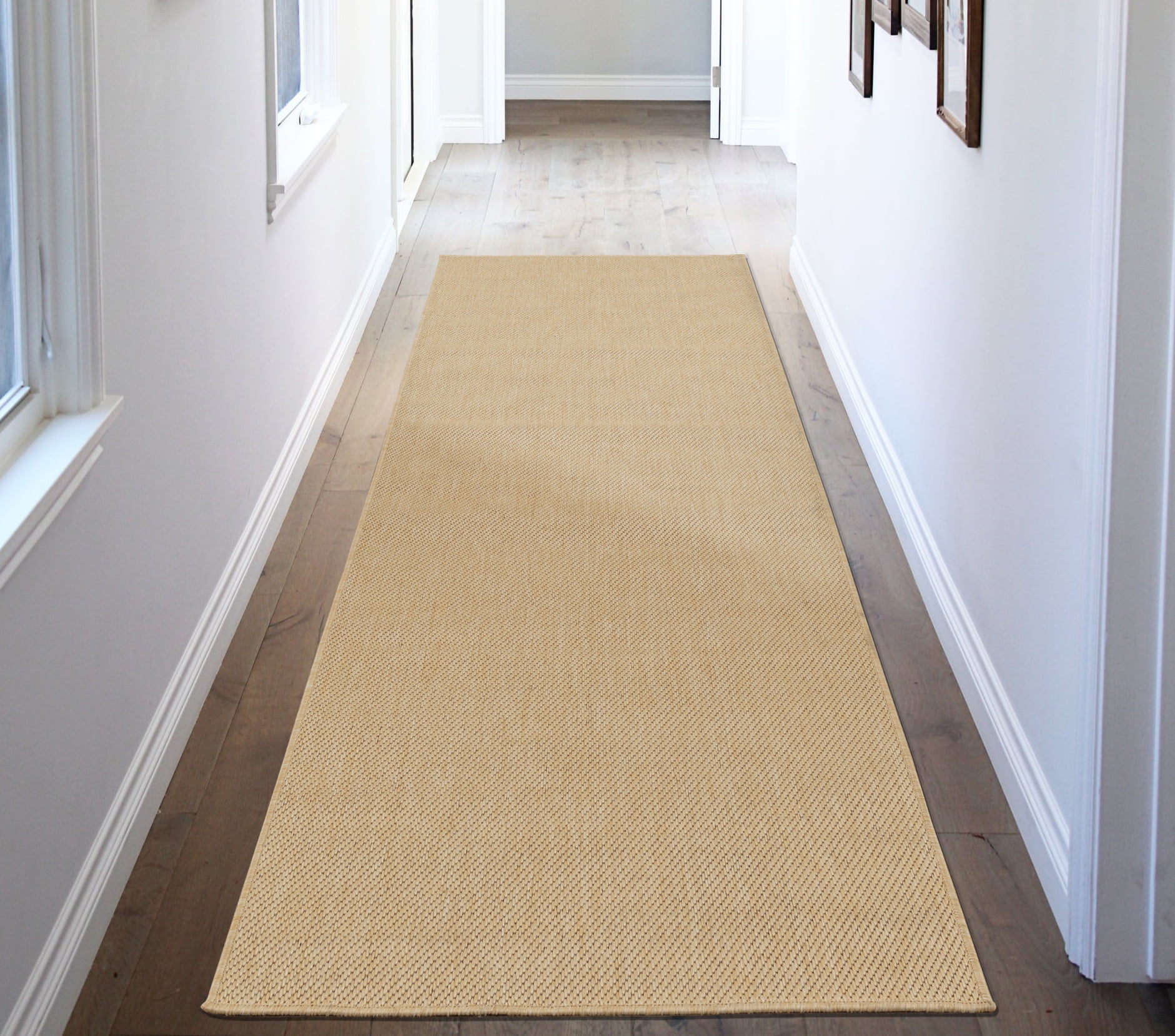 Ottomanson Jardin Collection Natural Solid Design Indoor/Outdoor Jute