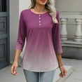 thumbnail image 6 of Hvyesh 3/4 Sleeve Tops for Women Henley Shirt Dressy Tie Dye Tunic T-Shirts Spring Summer Lightweight Going Out Top, 6 of 8