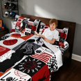 thumbnail image 4 of Manfei Boys Basketball Bed Sheets, Sport Plaid Full Size Sheets, Black Red 03 4-Piece(1 Flat Sheet, 1 Fitted Sheet and 2 Pillowcases), 4 of 6