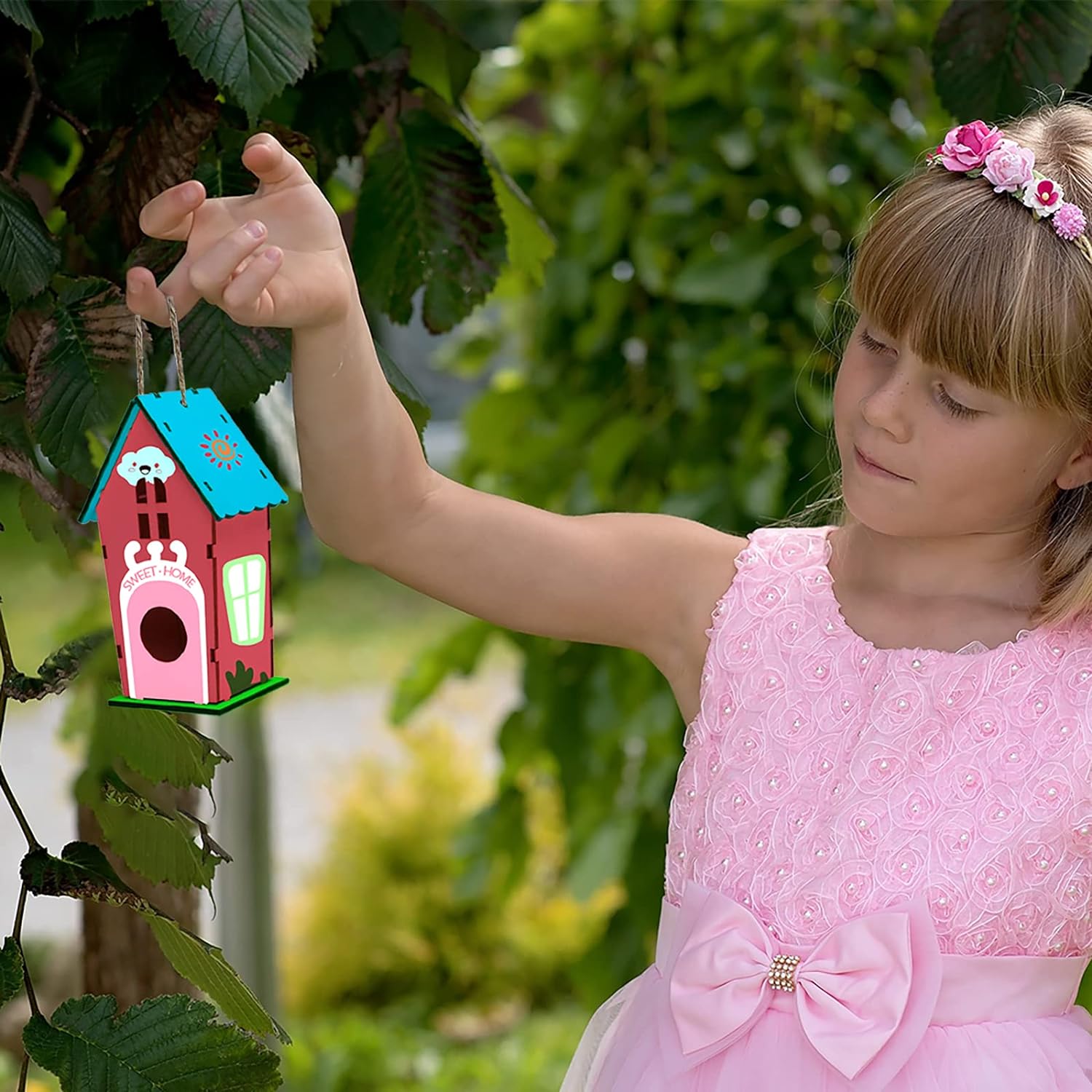 Beautysureup 4-Pack DIY Wooden Birdhouse Craft Kit photo 6