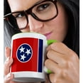 thumbnail image 2 of 3dRose, Flag of Tennessee TN - US American United State of America USA - red blue circle 3 white stars, 11oz Two-Tone Green Mug, 2 of 7