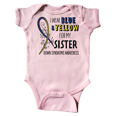 

Inktastic I Wear Blue and Yellow for my Sister- Down Syndrome awareness Gift Baby Boy or Baby Girl Bodysuit
