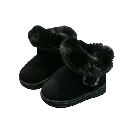 

Difumos Toddler Girl Shoes Non-Slip Flat Snow Boot Ankle Booties Walking Plush Lined Winter Boots Black-2 7C