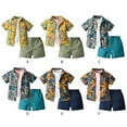 thumbnail image 3 of Hotiary Toddler Baby Summer Short Sleeve Hawaiian 3 Piece Sets Boys Girls Button Down Shirt + T-Shirt + Shorts Outfits Kids Leaf Floral Flower Clothes Suit for 1-8 Years, 3 of 3