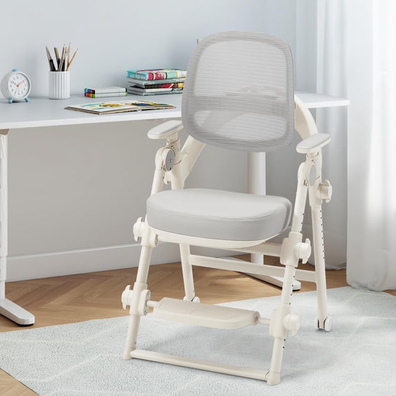 Kid Desk Chair,Ergonomic Kids Study Chairs with Adjustable Height,Breathable Mesh,Suitable for Children Aged 5-12 Years Old,Gray