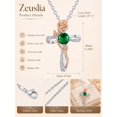 thumbnail image 2 of TANGPOET Cross Necklace for Women Sterling Silver Rose Emerald May Birthstone Necklace Christian Religious Baptism First Communion Confirmation Birthday Gifts, 2 of 5