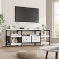 thumbnail image 1 of Bingirl 79-Inch Modern-Industrial TV Stand - Rustic White Media Console with 2 Fabric Drawers, Open Design and Metal Frame, for Up to 83-Inch TVs in Living Room, 1 of 8