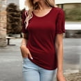 thumbnail image 2 of Lace Puffy Sleeve Women's T-Shirt Round Neck Casual Summer Top Loose Fit Shirt Dress Comfortable Feminine Blouse, 2 of 2